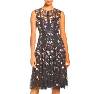 NWT NEEDLE & THREAD Embellished Floral Tulle Dress
